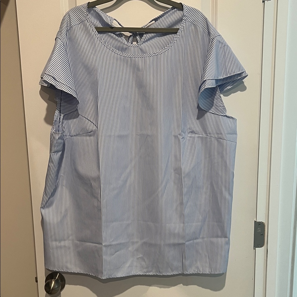 SHEIN Blue & White Striped Button Shirt
